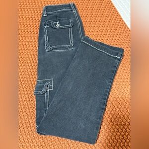 Stylish Black Wide Leg Pants with Contrast Stitching